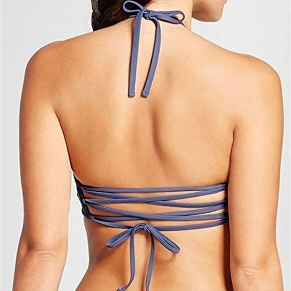 Xhilaration Crochet Blue High-Neck Bikini Top - Picture 2 of 12